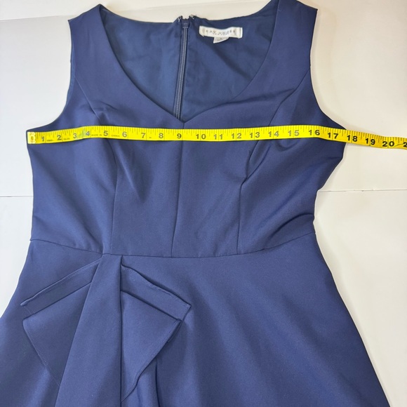 Kay Unger Begonia Ruffled ALine Midi-Dress Navy High Low Dress Sz8 Preppy - Picture 6 of 16